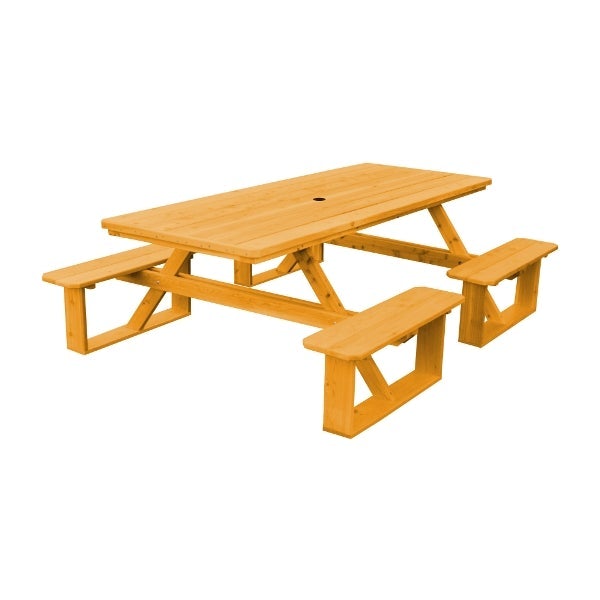 Western Red Cedar 8ft Walk-In Table Picnic Table Natural Stain / Include Standard Size Umbrella Hole