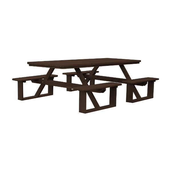 Western Red Cedar 8ft Walk-In Table Picnic Table Walnut Stain / Without Umbrella Hole