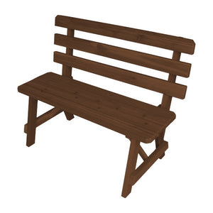 Western Red Cedar Bench with Back Garden Bench 4ft / Mushroom Stain