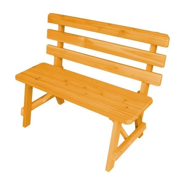 Western Red Cedar Bench with Back Garden Bench 4ft / Natural Stain
