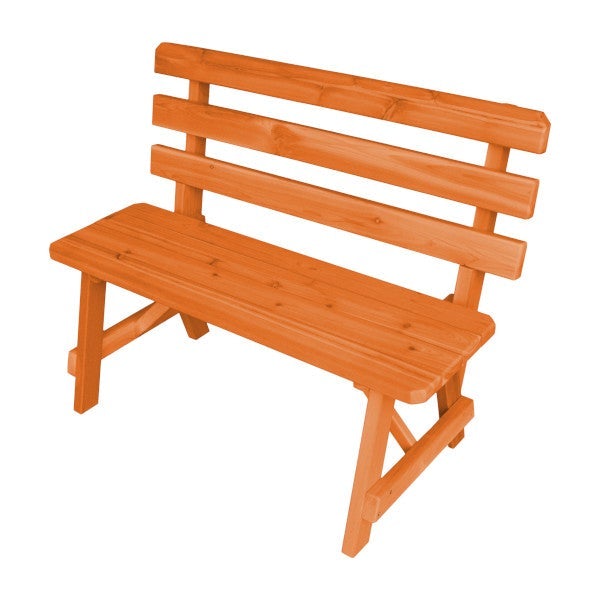 Western Red Cedar Bench with Back Garden Bench 4ft / Redwood Stain