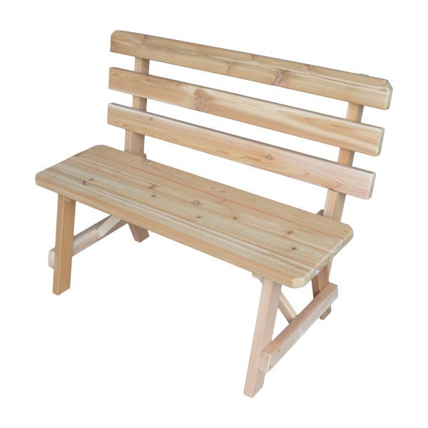 Western Red Cedar Bench with Back Garden Bench 4ft / Unfinished