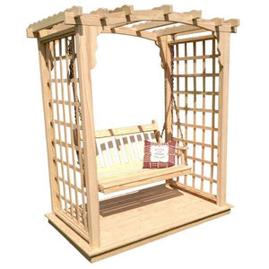 Western Red Cedar Cambridge Arbor with Deck & Swing Porch Swing
