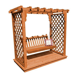 Western Red Cedar Covington Arbor with Deck & Swing Porch Swing 6ft / Cedar Stain