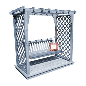 Western Red Cedar Covington Arbor with Deck & Swing Porch Swing 6ft / Gray Stain