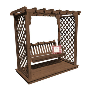 Western Red Cedar Covington Arbor with Deck & Swing Porch Swing 6ft / Mushroom Stain