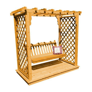 Western Red Cedar Covington Arbor with Deck & Swing Porch Swing 6ft / Natural Stain