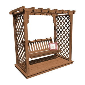 Western Red Cedar Covington Arbor with Deck & Swing Porch Swing 6ft / Oak Stain