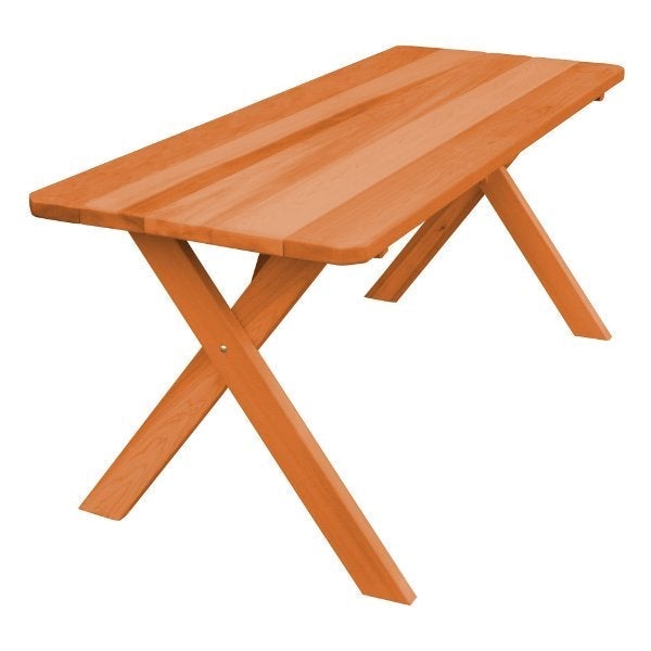 Western Red Cedar Crossleg Table Outdoor Tables 4ft / Cedar Stain / Without Umbrella Hole