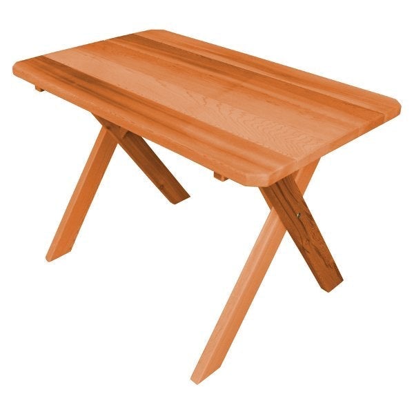 Western Red Cedar Crossleg Table Outdoor Tables 4ft / Cedar Stain / Without Umbrella Hole