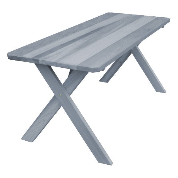 Western Red Cedar Crossleg Table Outdoor Tables 4ft / Gray Stain / Without Umbrella Hole