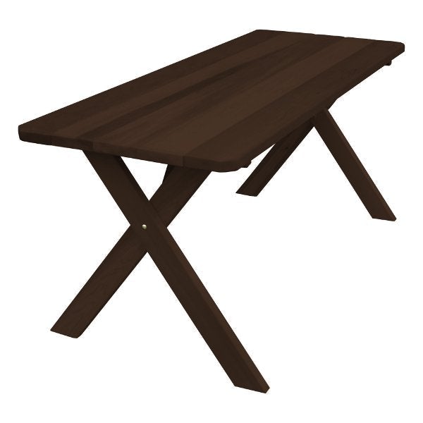 Western Red Cedar Crossleg Table Outdoor Tables 6ft / Walnut Stain / Without Umbrella Hole