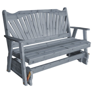 Western Red Cedar Fanback Glider Outdoor Glider 5ft / Gray Stain