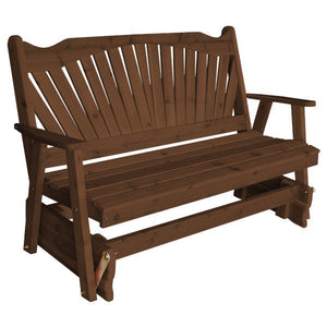 Western Red Cedar Fanback Glider Outdoor Glider 5ft / Mushroom Stain