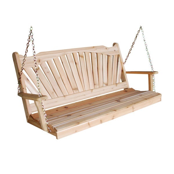 Western Red Cedar Fanback Porch Swing Porch Swing 5ft / Include Stainless Steel Swing Hangers / Unfinished