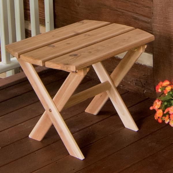Western Red Cedar Folding Oval End Table Outdoor Table