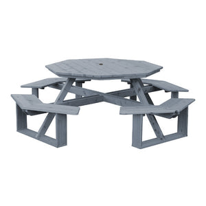 Western Red Cedar Octagon Walk-In Table Picnic Table Gray Stain / Include Standard Size Umbrella Hole