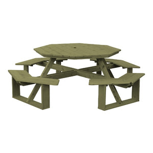 Western Red Cedar Octagon Walk-In Table Picnic Table Linden Leaf Stain / Include Standard Size Umbrella Hole