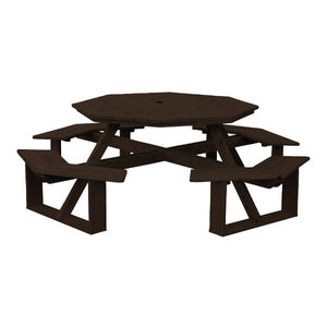 Western Red Cedar Octagon Walk-In Table Picnic Table Walnut Stain / Include Standard Size Umbrella Hole
