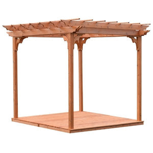 Western Red Cedar Pergola with Deck & Swing Hangers Pergola 8'x8' / Cedar Stain