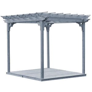 Western Red Cedar Pergola with Deck & Swing Hangers Pergola 8'x8' / Gray Stain