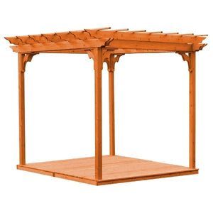 Western Red Cedar Pergola with Deck & Swing Hangers Pergola 8'x8' / Redwood Stain
