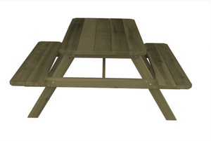 Western Red Cedar Picnic Table with Attached Benches Picnic Table