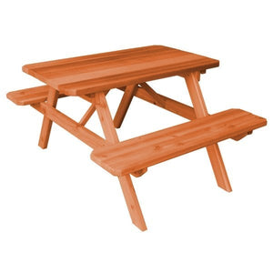 Western Red Cedar Picnic Table with Attached Benches Picnic Table