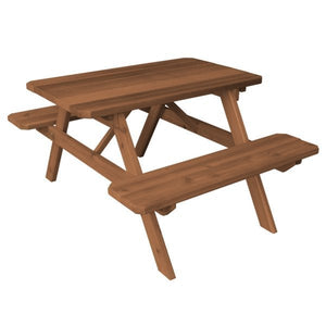 Western Red Cedar Picnic Table with Attached Benches Picnic Table