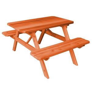 Western Red Cedar Picnic Table with Attached Benches Picnic Table