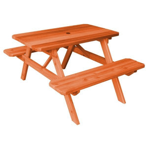 Western Red Cedar Picnic Table with Attached Benches Picnic Table