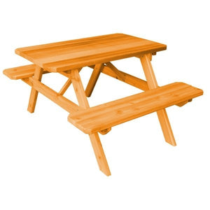 Western Red Cedar Picnic Table with Attached Benches Picnic Table