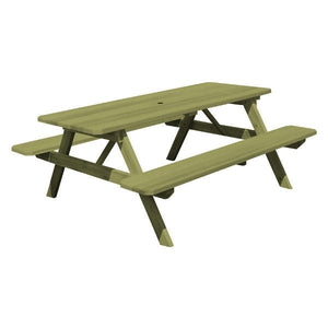 Western Red Cedar Picnic Table with Attached Benches Picnic Table