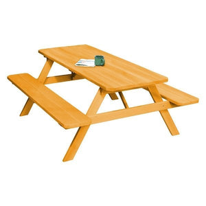 Western Red Cedar Picnic Table with Attached Benches Picnic Table