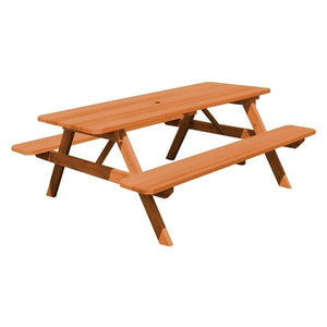 Western Red Cedar Picnic Table with Attached Benches Picnic Table