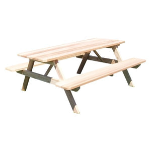 Western Red Cedar Picnic Table with Attached Benches Picnic Table