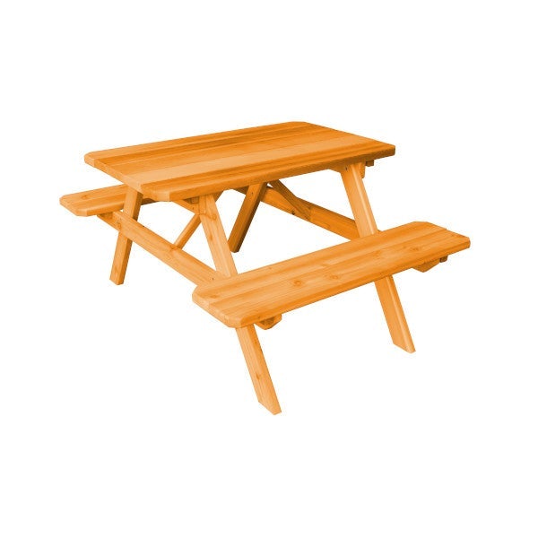 Western Red Cedar Picnic Table with Attached Benches Picnic Table 4ft / Natural Stain / Without Umbrella Hole