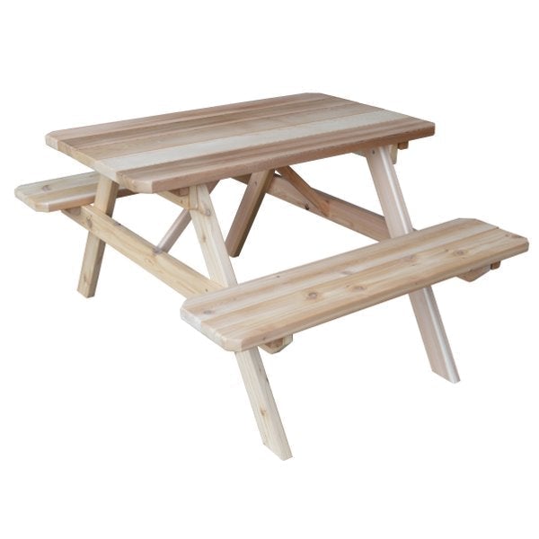 Western Red Cedar Picnic Table with Attached Benches Picnic Table 4ft / Unfinished / Without Umbrella Hole