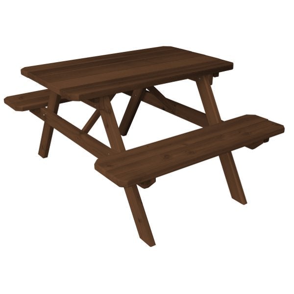 Western Red Cedar Picnic Table with Attached Benches Picnic Table 4ft / Walnut Stain / Without Umbrella Hole