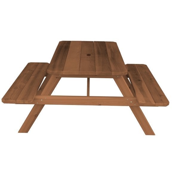 Western Red Cedar Picnic Table with Attached Benches Picnic Table 5ft / Oak Stain / Include Standard Size Umbrella Hole