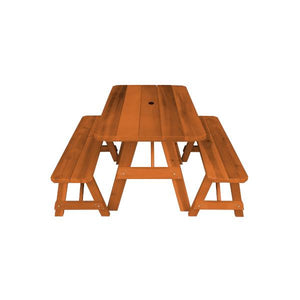 Western Red Cedar Traditional Picnic Table with 2 Benches - The Charming Bench Company