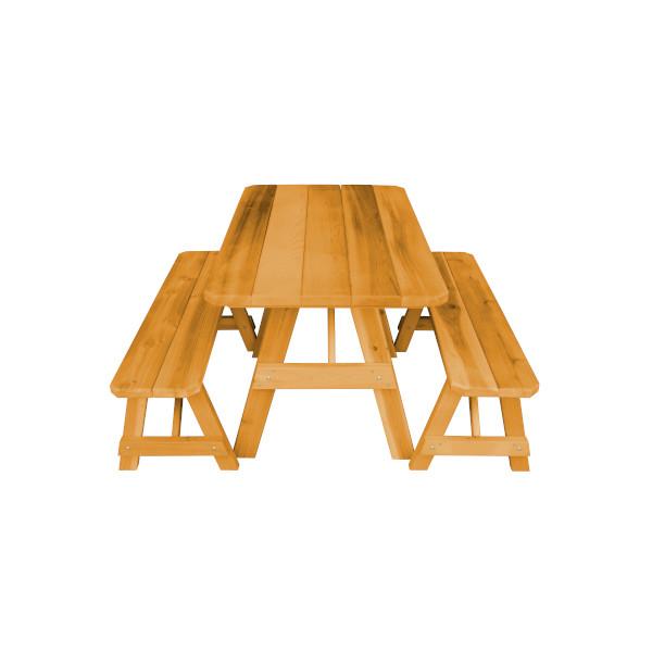 Western Red Cedar Traditional Picnic Table with 2 Benches Picnic Table 4ft / Natural Stain / Without Umbrella Hole