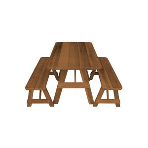 Western Red Cedar Traditional Picnic Table with 2 Benches - The Charming Bench Company
