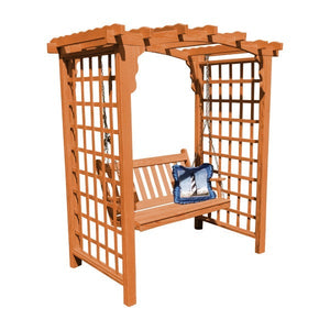 Yellow Pine Cambridge Arbor & Swing Porch Swing 5ft / Cedar Stain
