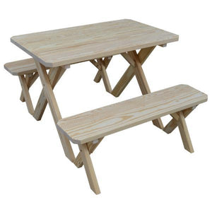 Yellow Pine Cross Legged Picnic Table with 2 Benches Size 6ft, 8ft Picnic Table