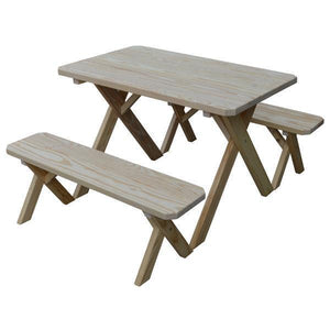 Yellow Pine Cross Legged Picnic Table with 2 Benches Size 6ft, 8ft Picnic Table