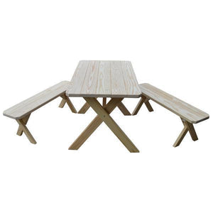 Yellow Pine Cross Legged Picnic Table with 2 Benches Size 6ft, 8ft Picnic Table