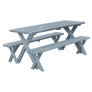Yellow Pine Cross Legged Picnic Table with 2 Benches Size 6ft, 8ft Picnic Table