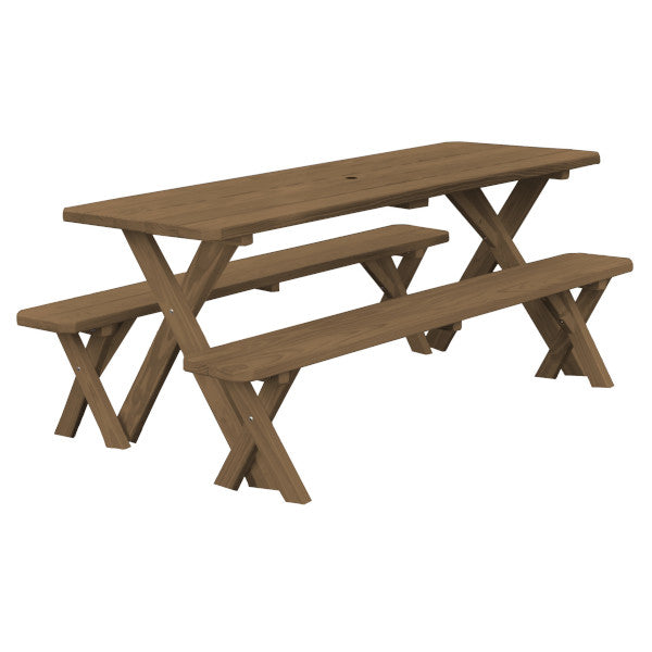 Yellow Pine Cross Legged Picnic Table with 2 Benches Size 6ft, 8ft Picnic Table