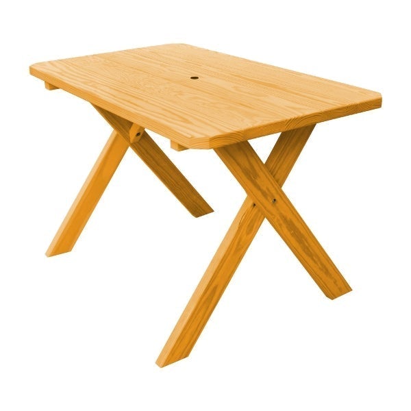 Yellow Pine Crossleg Table Only Outdoor Tables 4ft / Natural Stain / Without Umbrella Hole